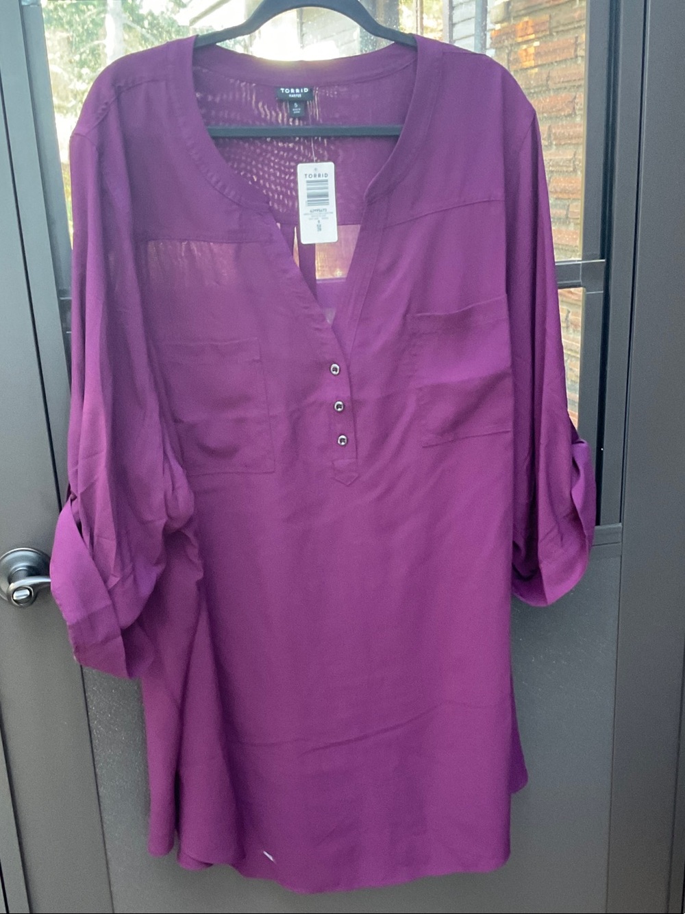 torrid Plum Roll-Tab Tunic Top